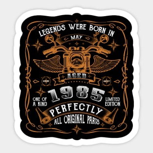 Legends Born In May 1985 36th Birthday Gift Sticker